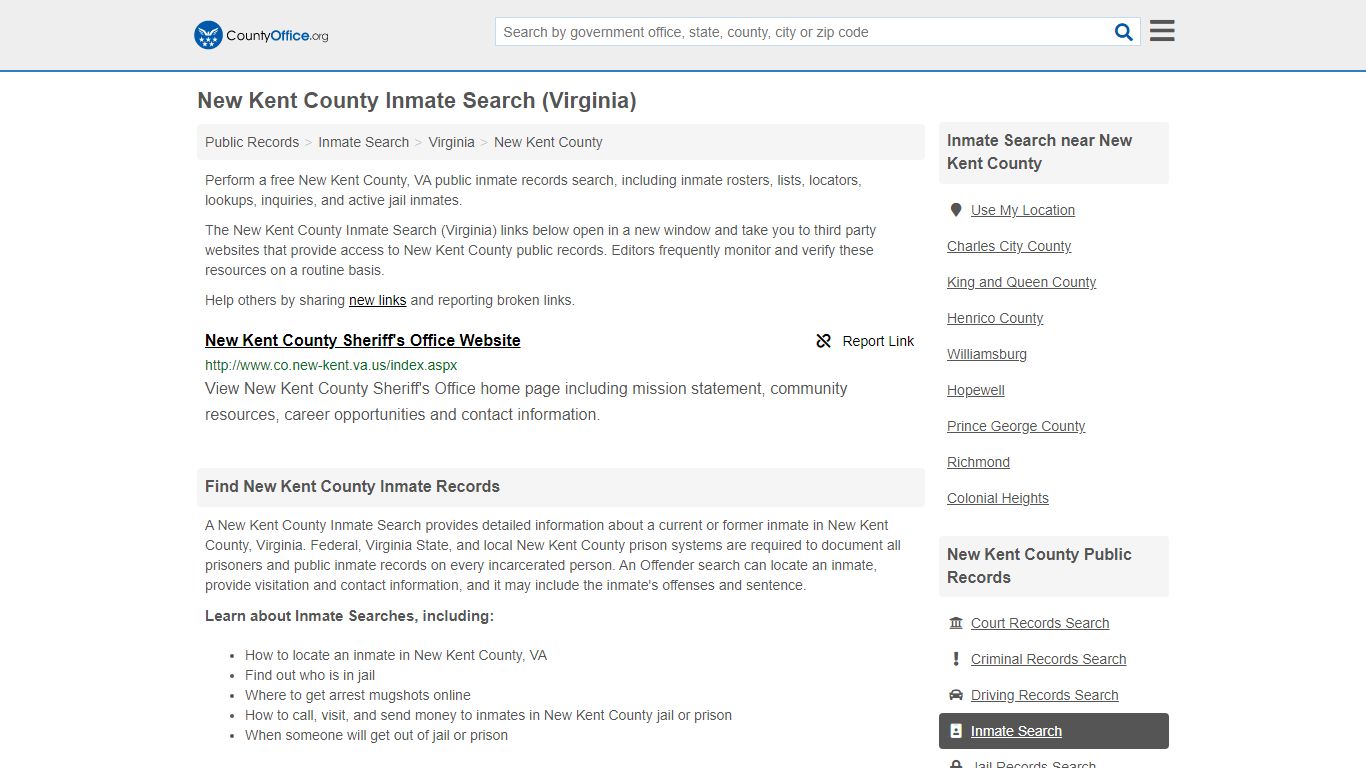 Inmate Search - New Kent County, VA (Inmate Rosters ...