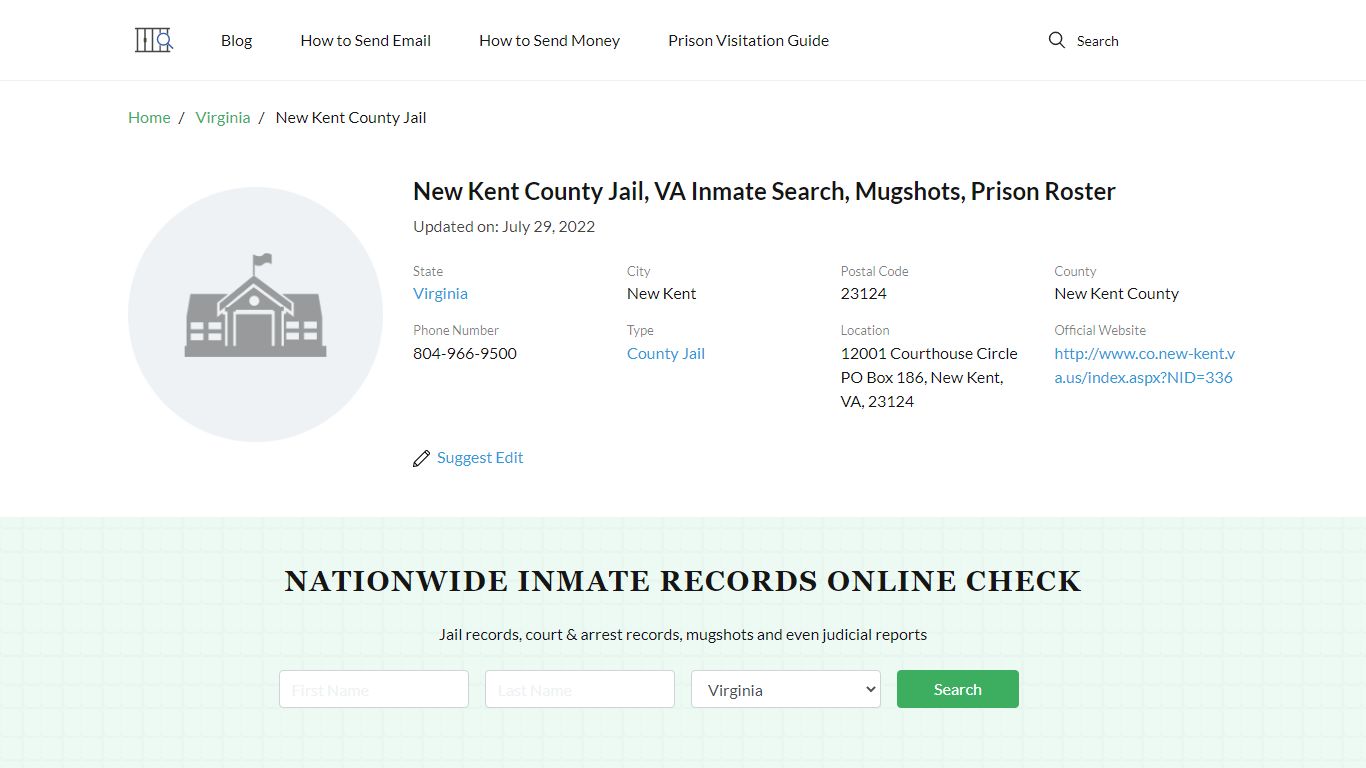 New Kent County Jail, VA Inmate Search, Mugshots, Prison ...